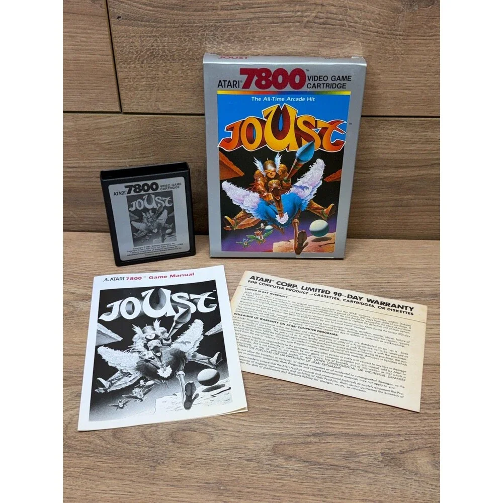 Joust (Atari 7800, 1986) Complete CIB w/ Manual, Warranty Card & Box